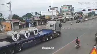 Steel Coils Crush Truck Cab In Southern Vietnam