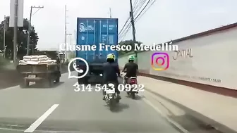 Stupid Motorcyclist Hits Head On By Truck