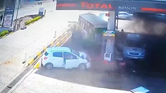 The Bus Lost Control And Crashed Into A Gas Station.