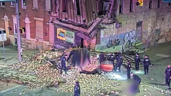 The Suspect's Car Crashed Into A Building, Taking Him With It.