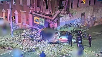 The Suspect's Car Crashed Into A Building, Taking Him With It.