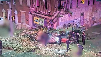 The Suspect's Car Crashed Into A Building, Taking Him With It.