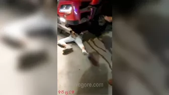 The Truck Managed To Stop Just Inches From Its Overturned Engine