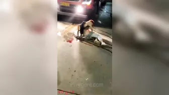 The Truck Managed To Stop Just Inches From Its Overturned Engine