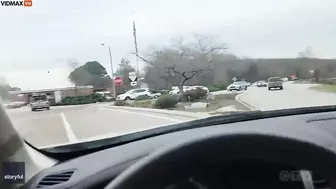 The Train Hit The Truck With A Huge Concrete Beam.