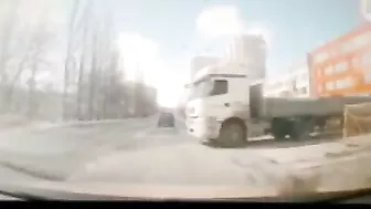 A Truck Hit A Woman Who Was Crossing The Road Half A Meter In Front Of Him.