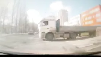 A Truck Hit A Woman Who Was Crossing The Road Half A Meter In Front Of Him.