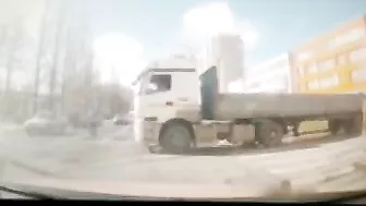 A Truck Hit A Woman Who Was Crossing The Road Half A Meter In Front Of Him.