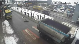 The Truck Ran Over The Old Woman. Ukraine