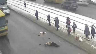 The Truck Ran Over The Old Woman. Ukraine