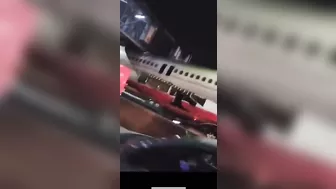 Truck Carrying Plane Body Hits Pedestrian Bridge