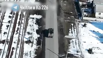 Ukrainians Attack Russian Truck With Rocket Launcher