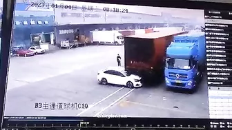 Woman Trapped Between Truck And Car