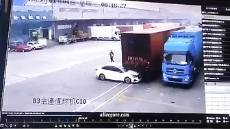 Woman Trapped Between Truck And Car