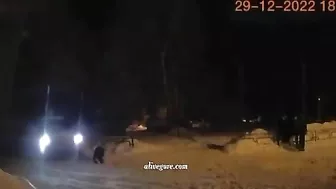 A Woman Lies On The Street, Crushed By A Passing Car. Russia
