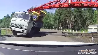 Semi Truck Tries To Drive Over Train Tracks