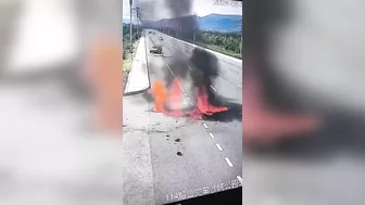 Bicyclist Falls And Suffers Burns
