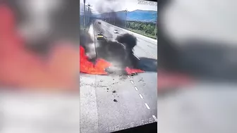 Bicyclist Falls And Suffers Burns