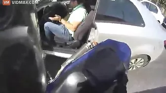 Cyclist Destroys His Bike While Trying To Beat Traffic Jam