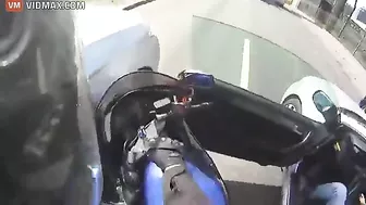 Cyclist Destroys His Bike While Trying To Beat Traffic Jam