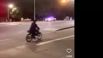 Bikers Against Police Cars In Uruguay