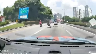 Bicyclist Hit By Spinning Tire