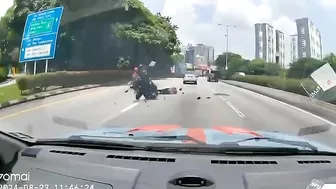 Bicyclist Hit By Spinning Tire