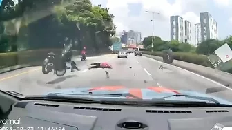 Bicyclist Hit By Spinning Tire