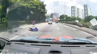 Bicyclist Hit By Spinning Tire