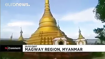 Pagoda Collapses Into River In Myanmar