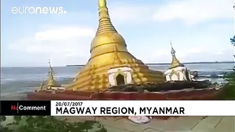 Pagoda Collapses Into River In Myanmar