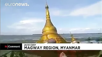 Pagoda Collapses Into River In Myanmar