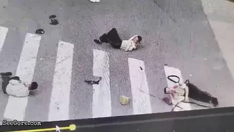 Cement Truck Hits Delivery Truck, Passengers Thrown Onto Road