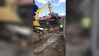 Construction Worker Nearly Crushed To Death After Excavator Bucket Lost