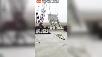 Construction Worker Has Near Collision With Crane