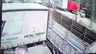 Squeezed Between Trucks