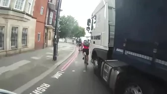 Cyclist Nearly Crushed By Truck While Crossing Busy Intersection
