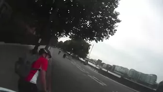 Cyclist Nearly Crushed By Truck While Crossing Busy Intersection