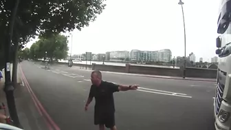 Cyclist Nearly Crushed By Truck While Crossing Busy Intersection