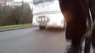 Cyclist Thrown Onto Grass After Collision With Truck