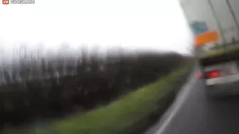 Cyclist Thrown Onto Grass After Collision With Truck