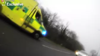 Cyclist Thrown Onto Grass After Collision With Truck