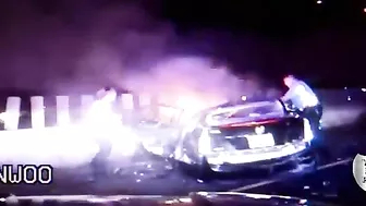 Dashcam Police, Civilians Rescue Passengers From Burning Vehicle