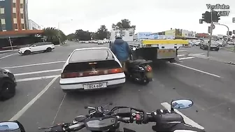 Dashcam Footage Shows Moment Truck Slams Into Careless Car
