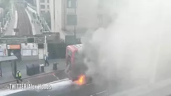 Dramatic Footage Shows A Burning London Bus