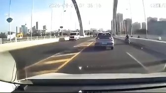 Driver Changes Lanes And Crashes
