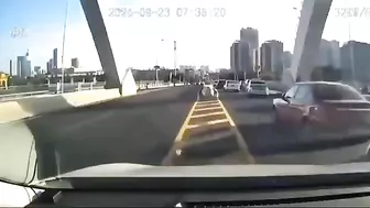 Driver Changes Lanes And Crashes