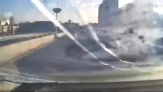 Driver Changes Lanes And Crashes