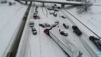 Drone Video Of Pileup On Interstate 94 West Of Kalamazoo