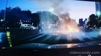 Electric Scooter Catches Fire, Driver Injured
